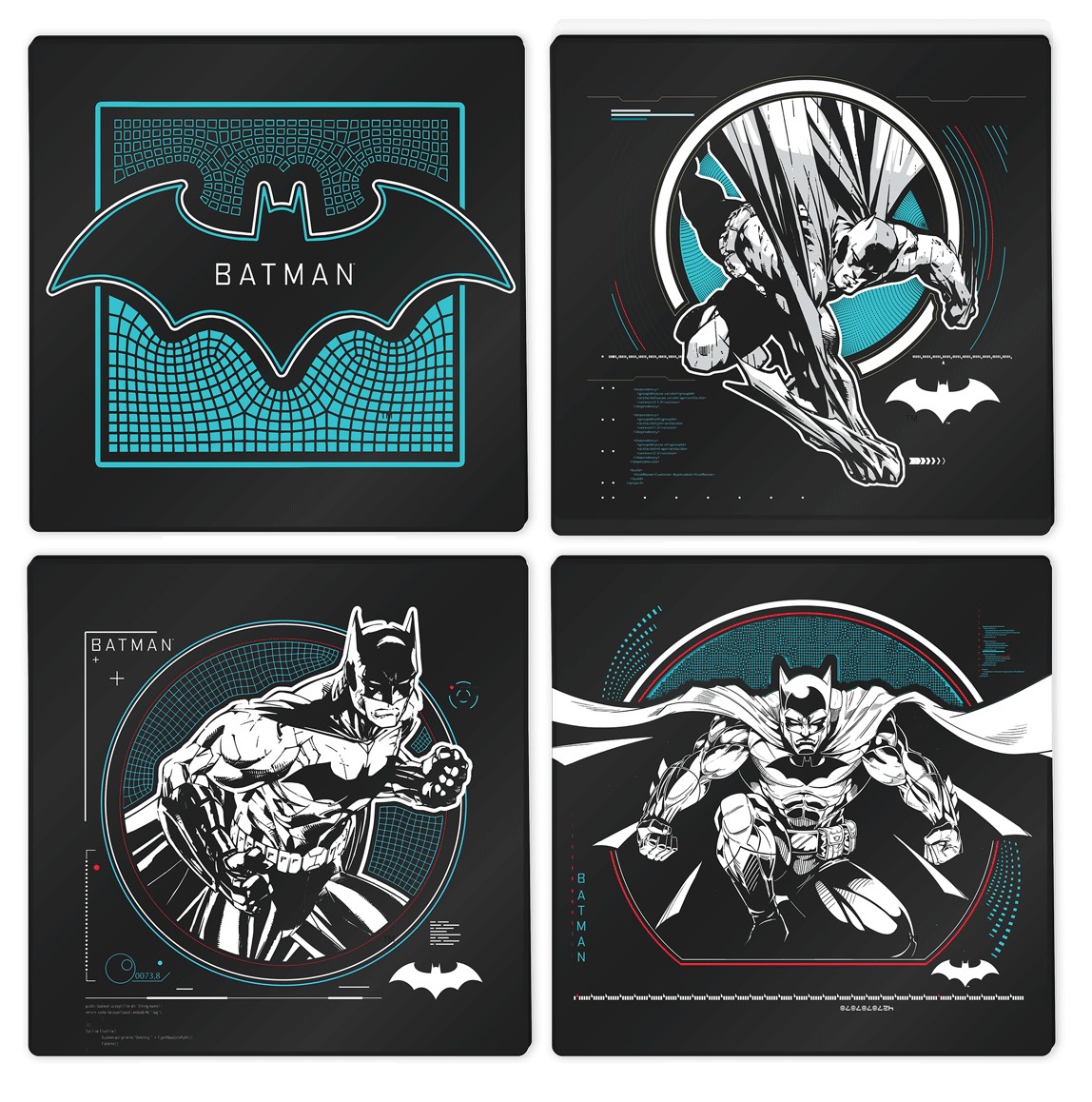 DC Batman Glass Drink Coasters Set of 4