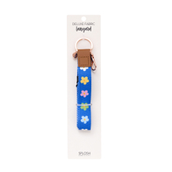 Teacher Blue Floral Fabric Lanyard