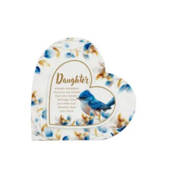 Blooming Bird Heart Plaque - Daughter