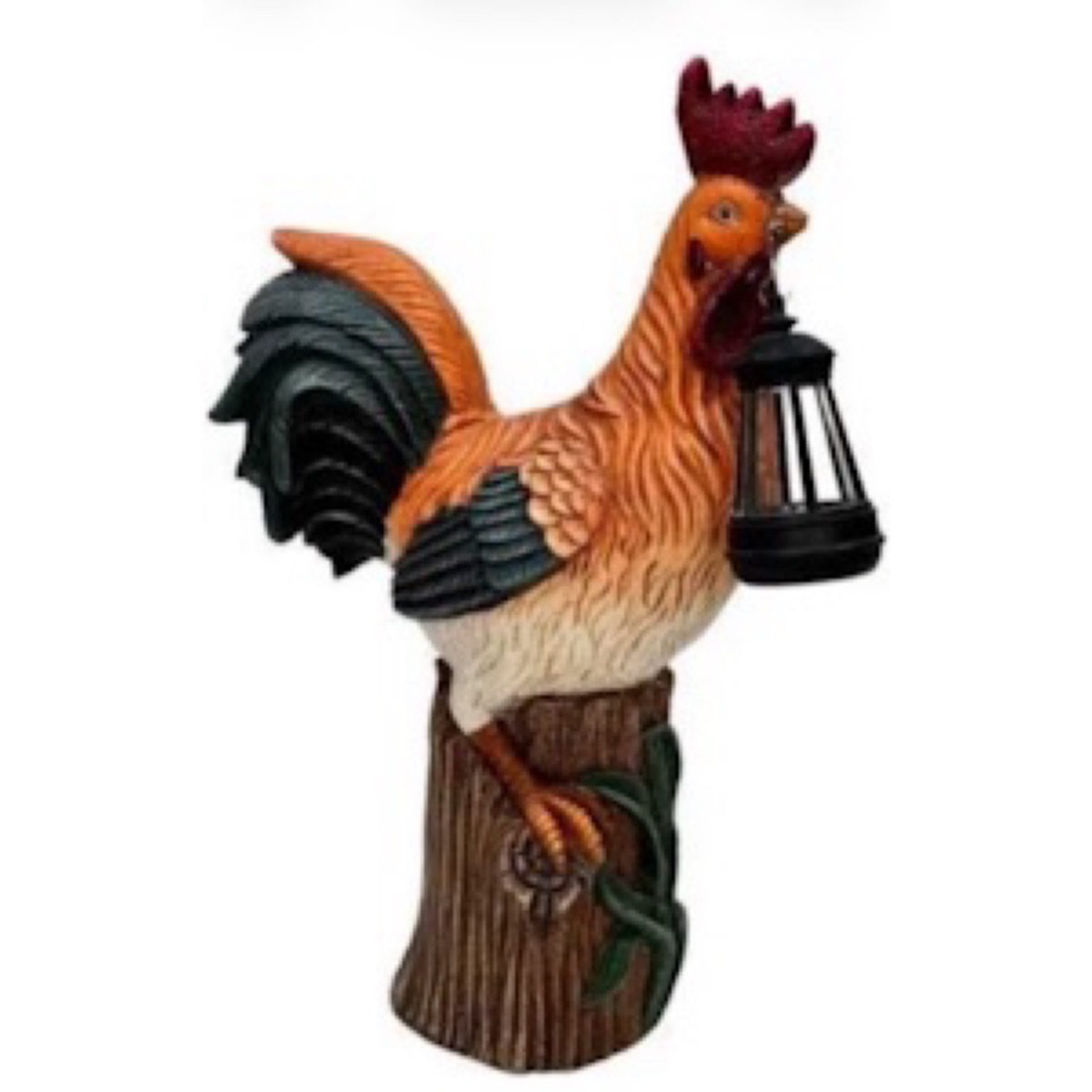 27cm Country Rooster with Solar Light Up Lantern