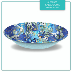 Melamine Salad Bowl. 35cm round x 7cm deep. Cheeky Wrens.