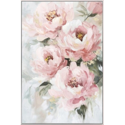 Hand Painted Pink Flower Canvas Print in Frame A