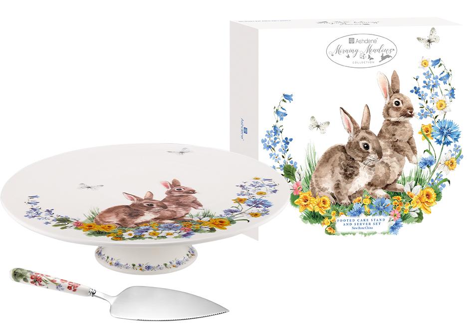 Morning Meadows Footed Cake Stand & Server Set