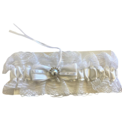 Wedding Garter White Pearl Lace