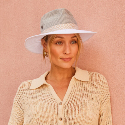 Nadia Fedora Hat - Seafoam and White PL401