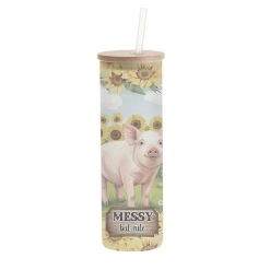 600ml Tumbler with Lid and Straw with Funny Farmyard C