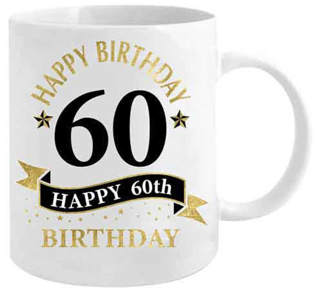 60th Birthday White And Gold Mug
