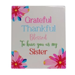 Sister bright blooms ceramic plaque