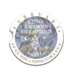 Ceramic Car Coaster February Wattle