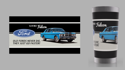 Ford Falcon GTHO Blue Stainless Steel Tumbler 20 Oz