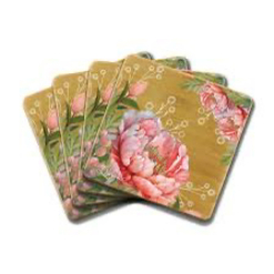 Bamboo Coasters set Coral Peony