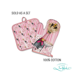 Oven Mitt and Pot Holder Rose all Day