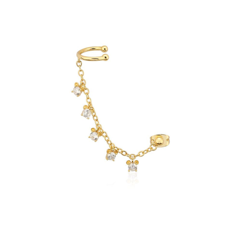 Precious Metal Mickey Mouse Ear Cuff with Chain Stud Earring SSDE094