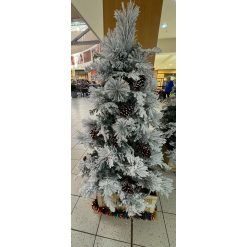 White Christmas Tree with Pine Cones 1.5m