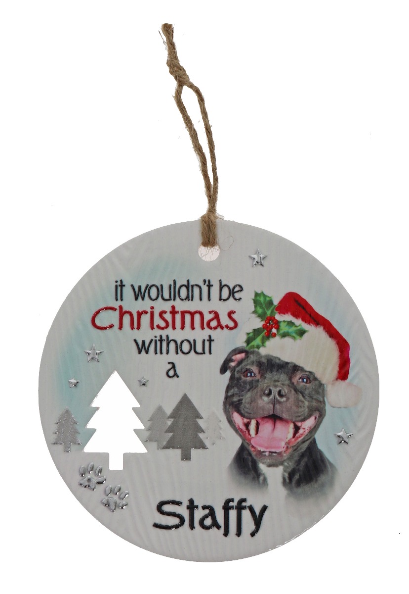 Staffy Xmas Plaque
