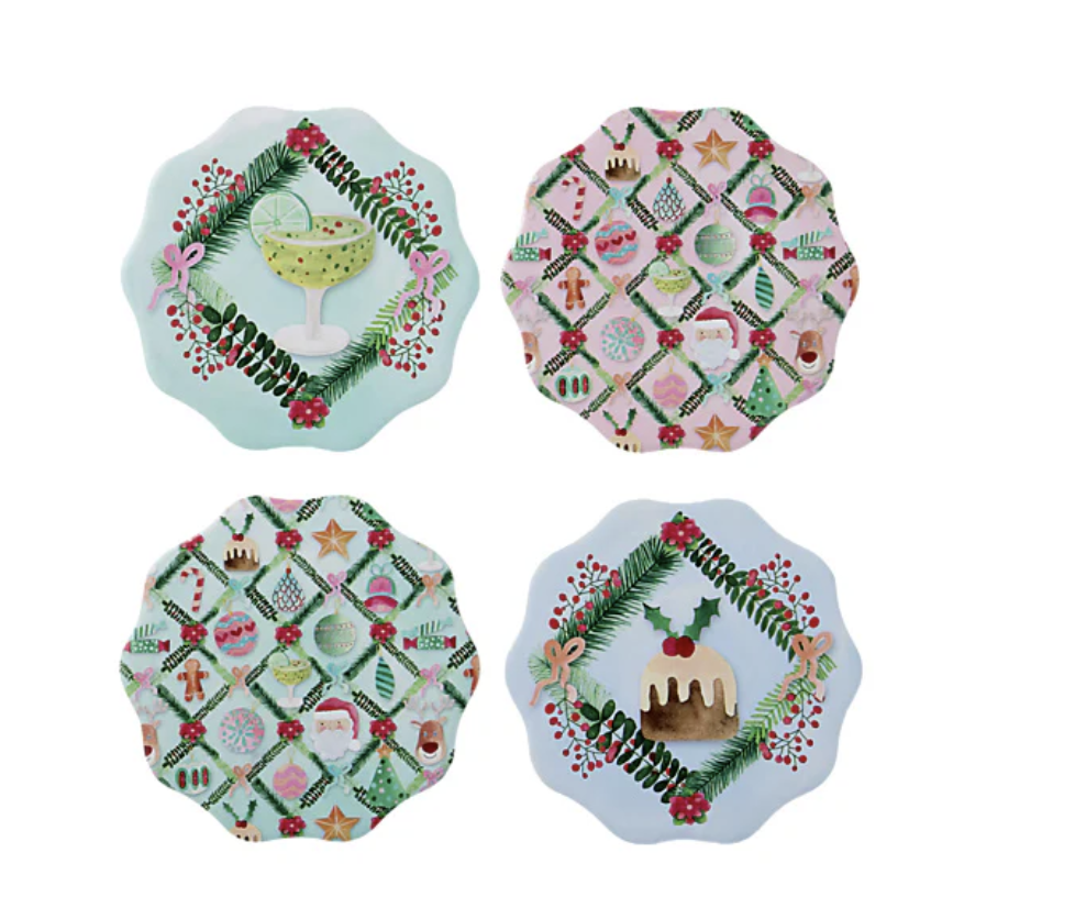 MW Tis The Season Ceramic Coaster 10cm Set of 4 Gift Boxed