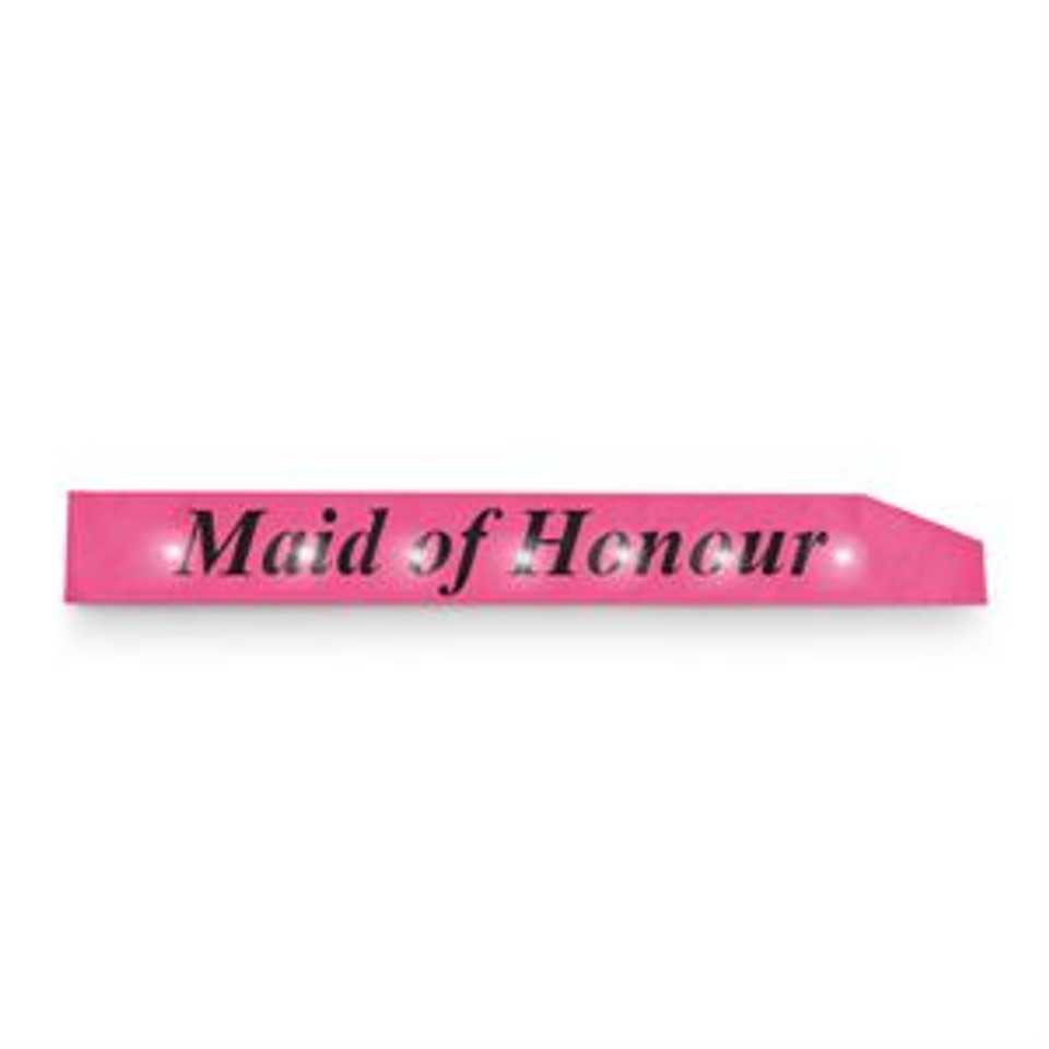 Flashing Maid Of Honor Sash Pink With Black Text