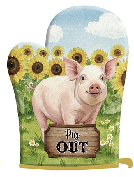 Oven Mitts with Funny Farmyard B
