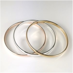Silver, Rose Gold And Gold Bangle