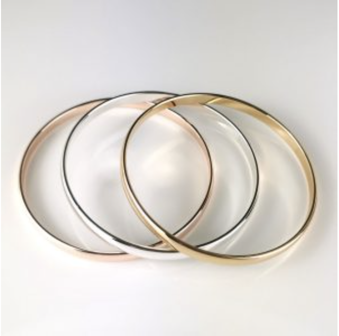 Silver, Rose Gold And Gold Bangle
