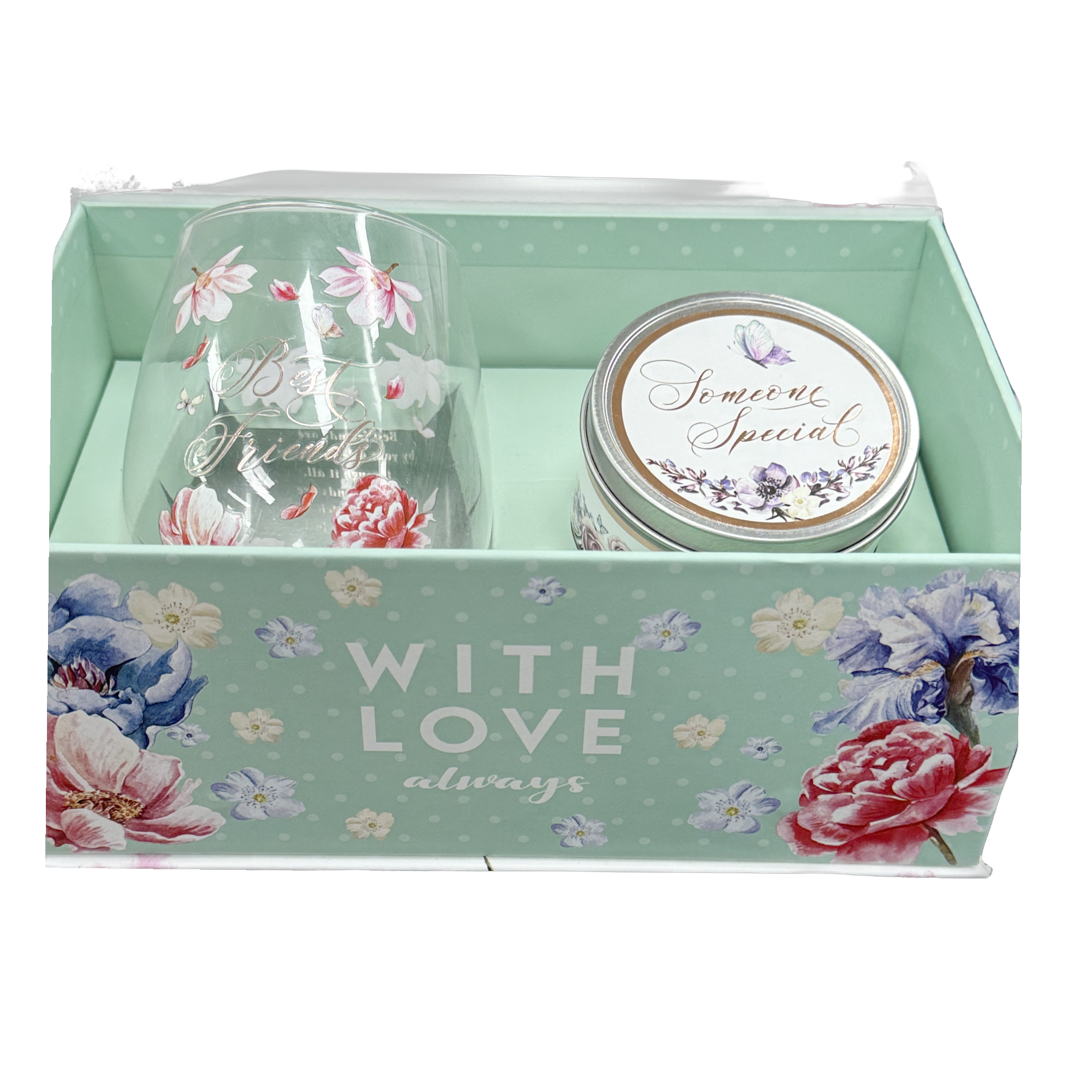 Best Friends Stemless Glass and Candle Gift Set
