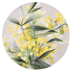 Native Blooms Yellow Wattle Ceramic Coaster