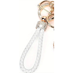 Car Wrist Keychain Rhinestone White