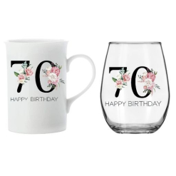 Mug And Wine Set 70th Female