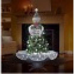 Snowing Tree With snow man on top, Green Tree