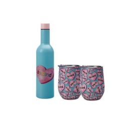 Kasey Rainbow Double Wall Insulated Wine Set 3pc Be Kind Gift Boxed