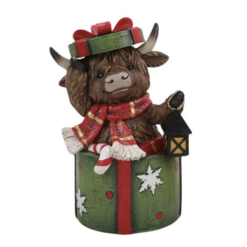 Resin Xmas Highland Cow A