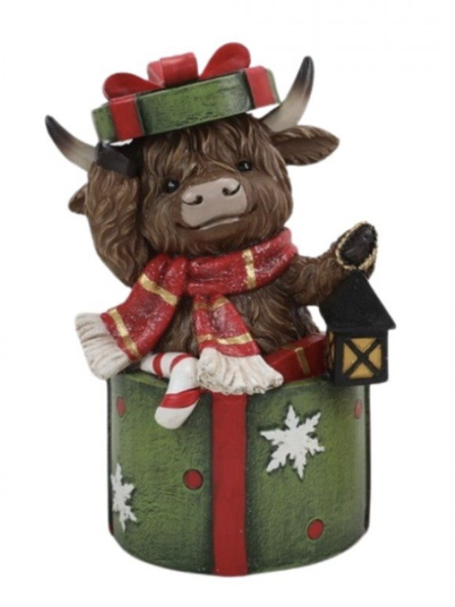 Resin Xmas Highland Cow A