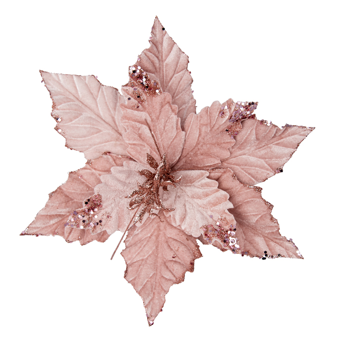 Clip On Poinsettia Pink Glitter Tips
