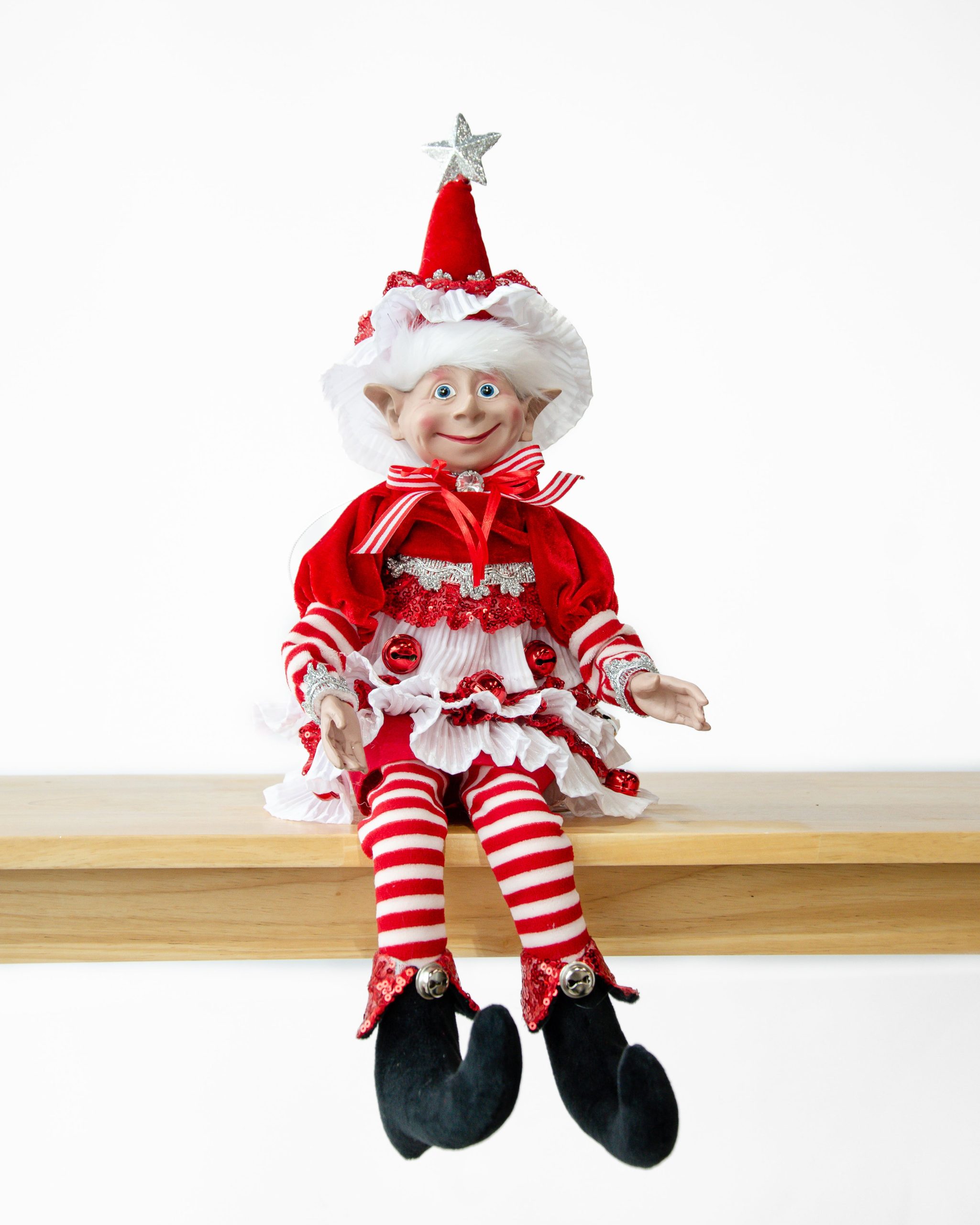 Xmas Candy Stripe Girl Elf Red and White 65cm