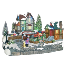 Christmas LED Train Station w 2 Moving Scene and Music