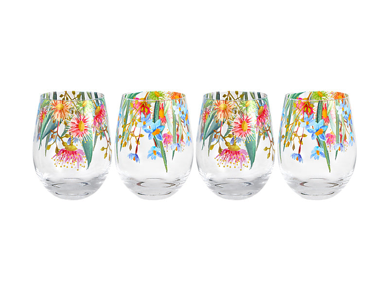 Royal Botanic Gardens Eucalyptus Bloom Wine Glass Set of 4 Gift Boxed