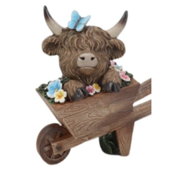 Resin Highland Cow w/Wheelbarrow B