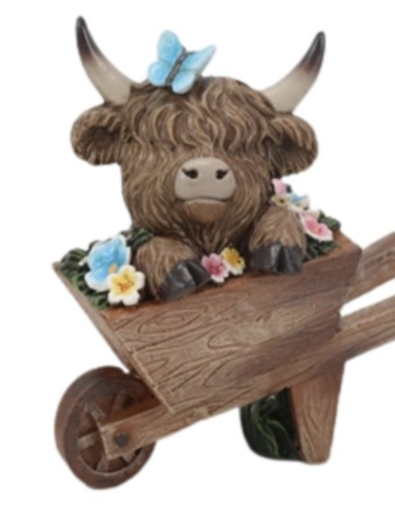 Resin Highland Cow w/Wheelbarrow B