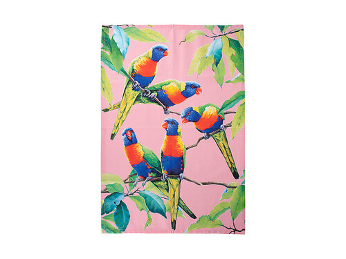Katherine Castle Bird Talk Tea Towel Rainbow Lorikeets