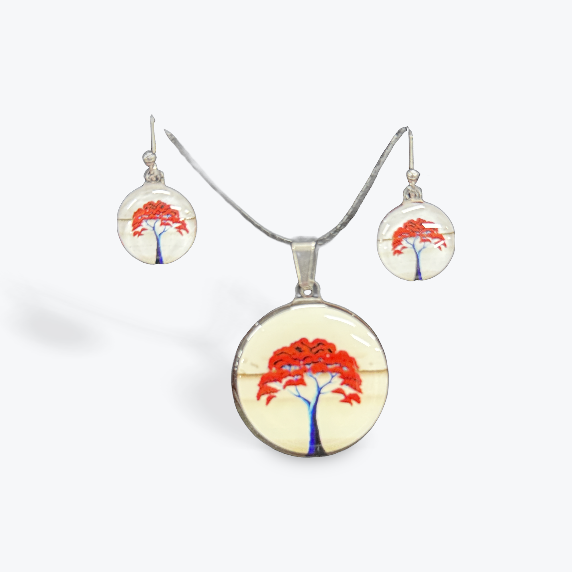 Earrings and Necklace Resin Tree of Life
