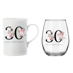 Mug And Wine Set 30th Female