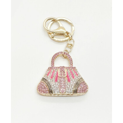 Pink Handbag Diamante Key Ring