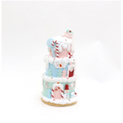 Cake house with LED light (snowman) 12"H
