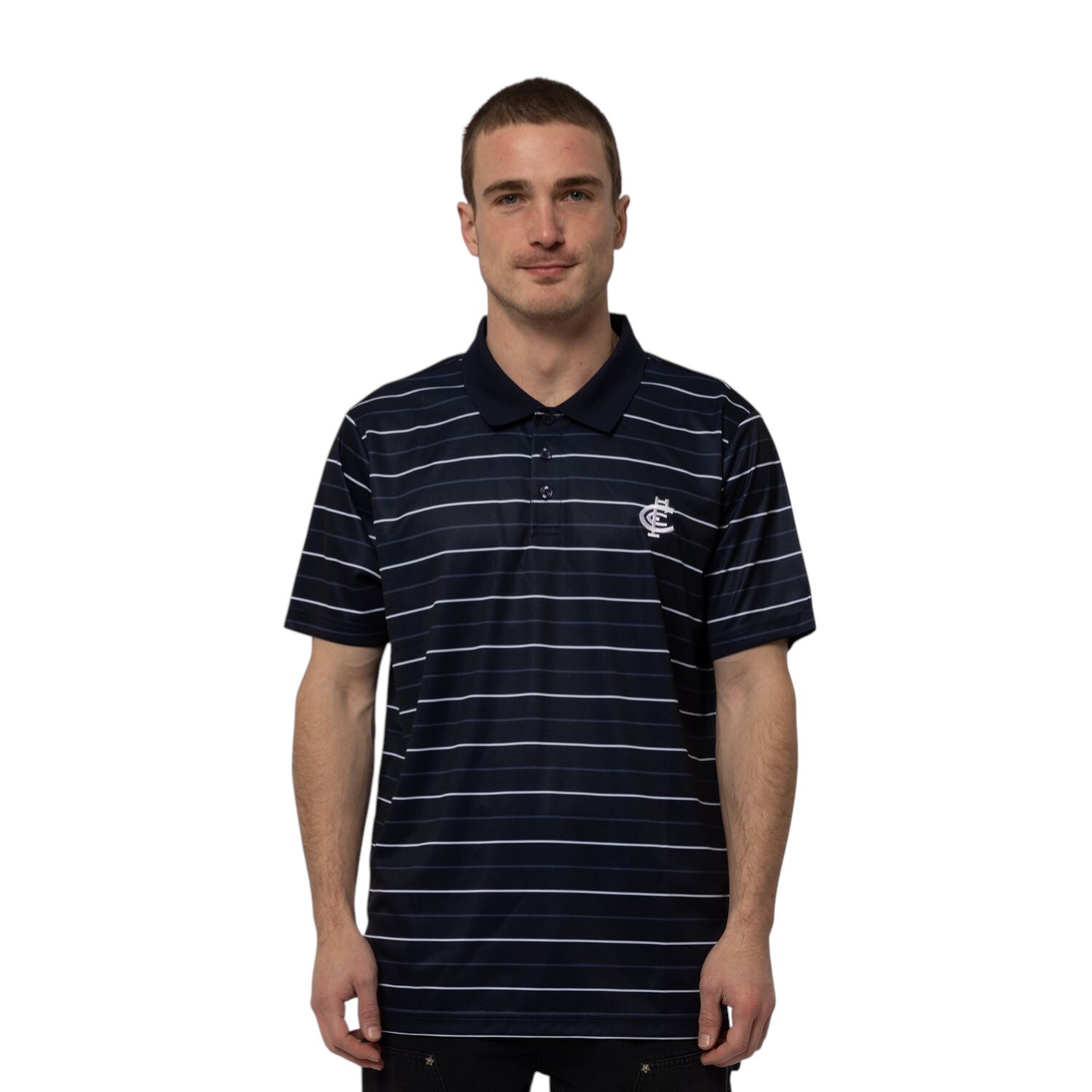 Mens Striped Polo Blues XL