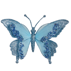 Christmas Tree Decoration- Blue Clip on Butterfly 24cm