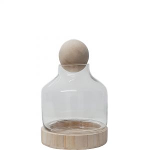 Hans Glass Atrium With Wooden Base and Ball Varnished Gloss Finish MV039-18V