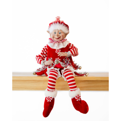Xmas Candy Stripe Boy Elf Red and White 65cm