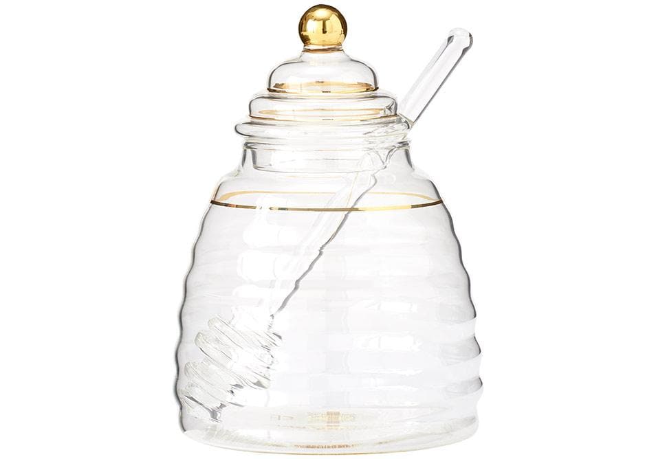 Honey Bee Glass Honey Pot