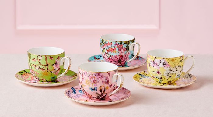 Estelle Michaelidies Enchantment Cup & Saucer 280ML Set of 4 Gift Boxed