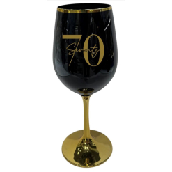 Wine Glass 70th Black Gold